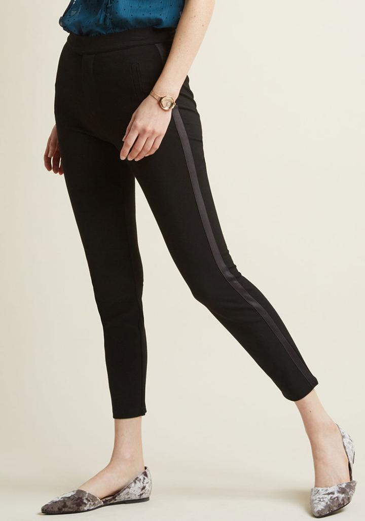 Modcloth Ponte Pants With Tuxedo Stripe In 3x