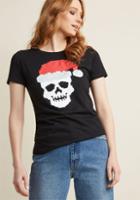 Modcloth Holly, Skully Christmas Graphic Tee In 3x