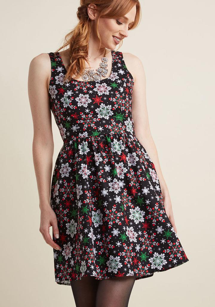 Retrolicious Good Enough To Sleet A-line Dress In 1x