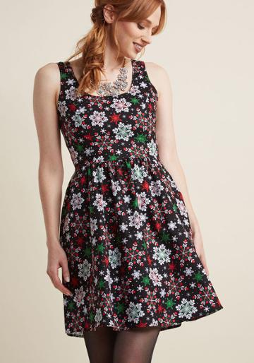 Retrolicious Good Enough To Sleet A-line Dress In 1x
