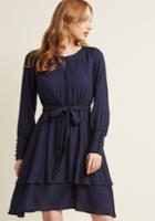 Modcloth Tiered Long Sleeve Dress With Piping In 1x