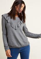 Modcloth Ruffle V Pullover In Smoke In Xs