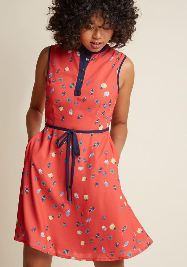 Modcloth Field Questions A-line Dress In Xxs