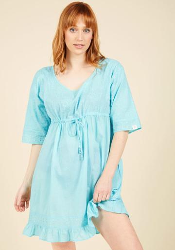 Modcloth From Swimming To Snacking Cover-up Dress In Aqua In M