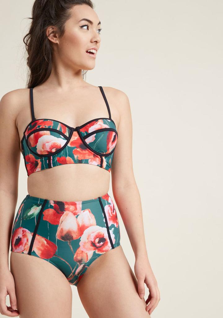 Highdivebymodcloth Need I Say Shore? Swimsuit Bottom In Floral Fantasy In 3x
