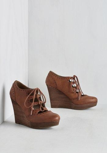Restrictedfootwear Stacked In Your Favor Wedge In Chestnut