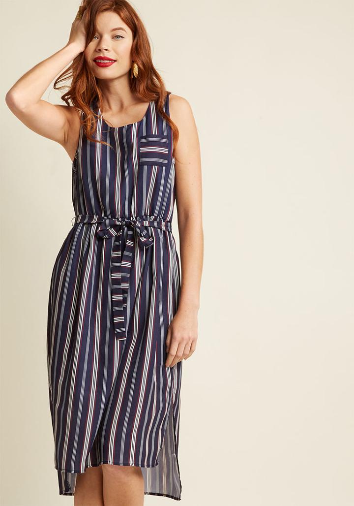 Modcloth Seafaring Well Striped Midi Dress