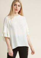 Modcloth Lovely Luxury Ruffled Blouse In Xs