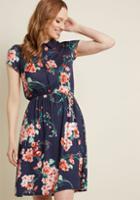 Modcloth Perfected Polish Knit Dress In Navy Floral In 2x