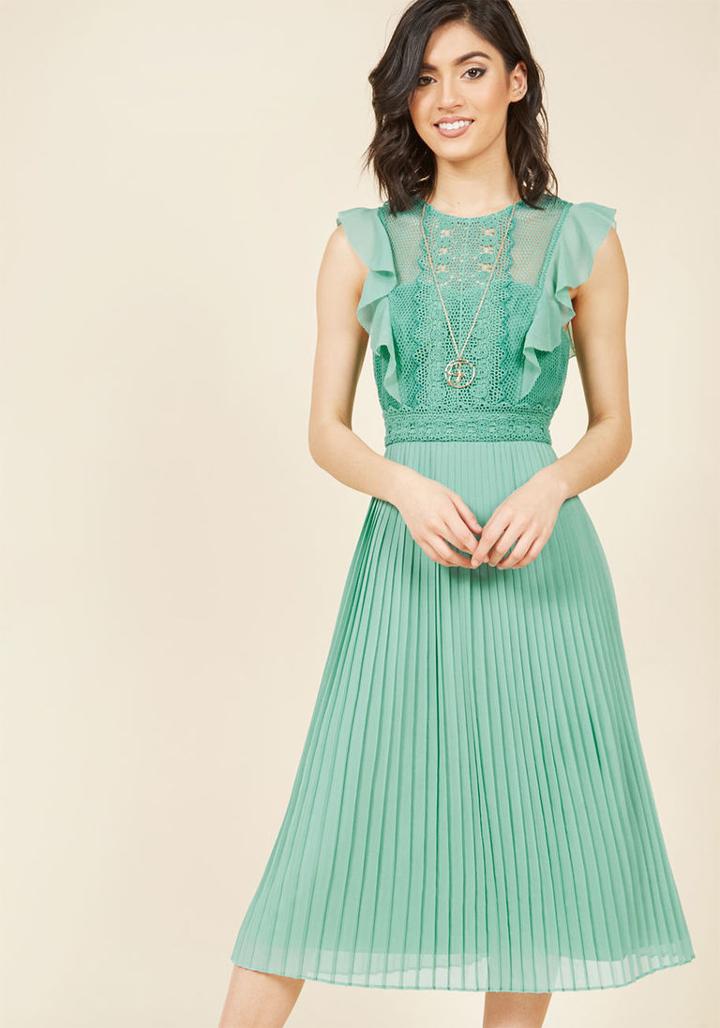 Modcloth Ruffled In Florence Midi Dress In Buttermint In 3x