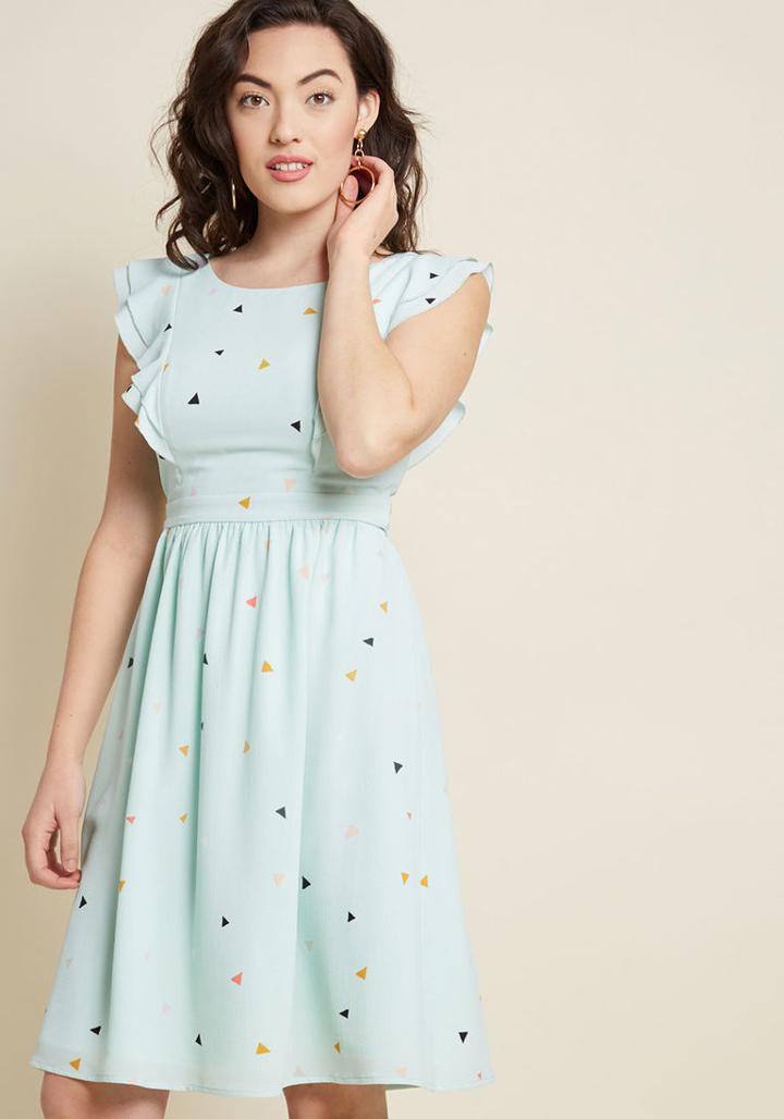 Modcloth A Joy To Be Blissful A-line Dress In Triangles In 2x