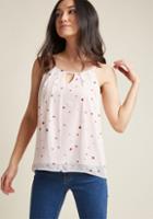 Modcloth Spaghetti Strap Chiffon Keyhole Tank Top In Dots In M
