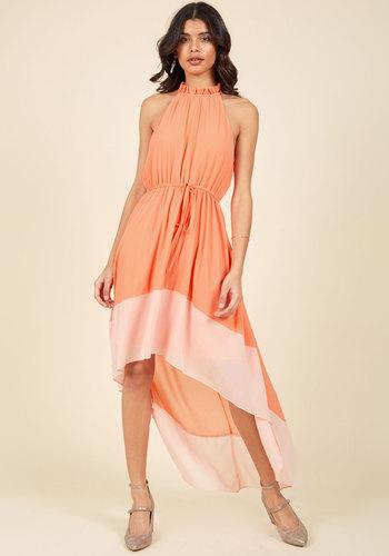  Befitting Of Fame Maxi Dress In Peach In L