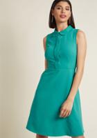 Modcloth Rooftop Grooves A-line Dress In Turquoise In 2x