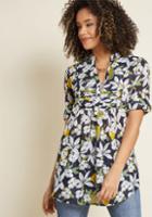 Modcloth Back Road Ramble Cotton Tunic In Botanical Navy In Xl