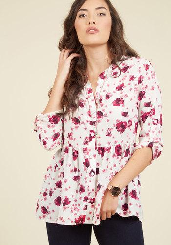  Creative Career Conference Button-up Top In Fuchsia Flora In L