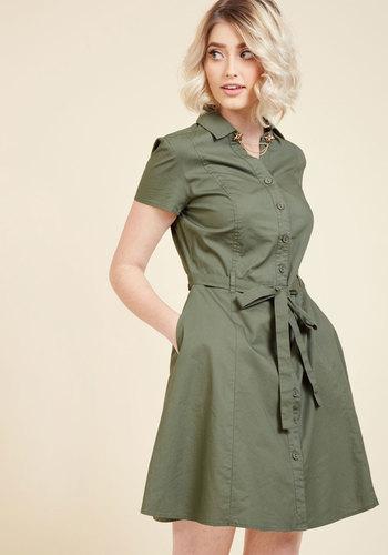  Smoothie Enthusiast A-line Dress In Olive In Xxs
