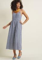 Modcloth Quite Clearly Charismatic Maxi Dress In Navy Gingham In S