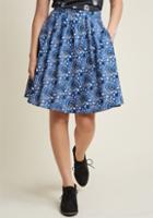 Modcloth Lively Vibe Cotton A-line Skirt In Midnight Kitty In Xl
