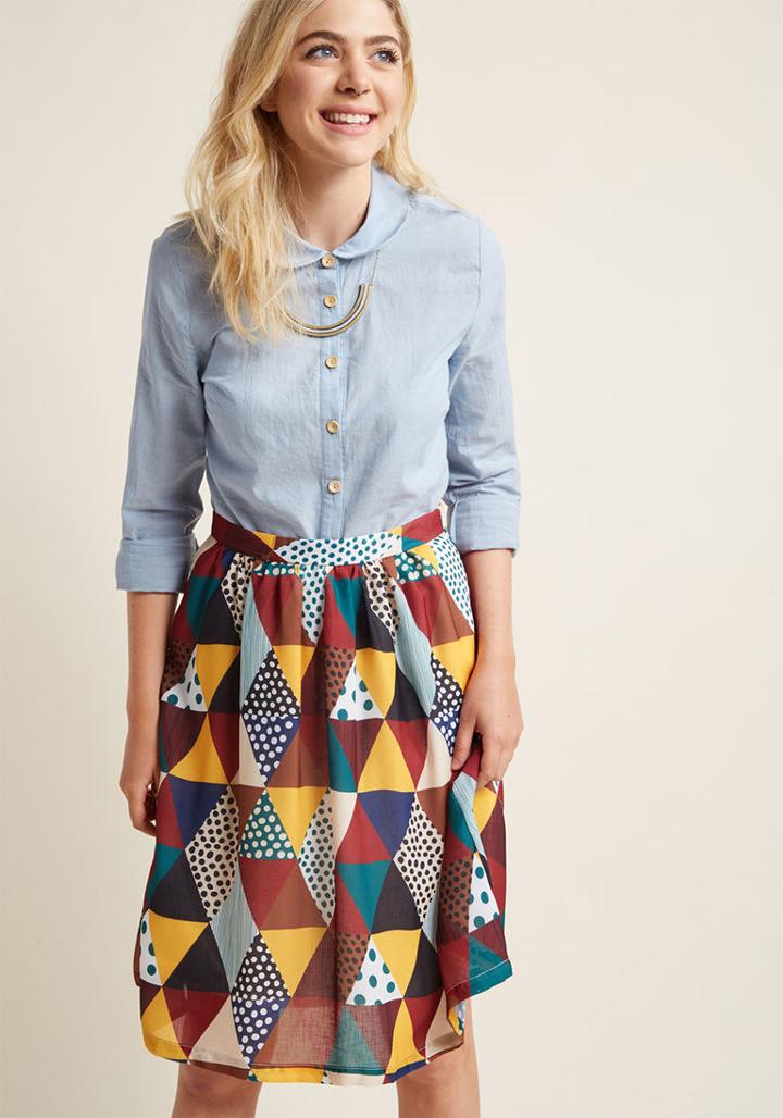 Modcloth Medley In Love A-line Midi Skirt In 4x