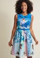 Modcloth Whimsy Without End A-line Dress In Snow Cats In 2x