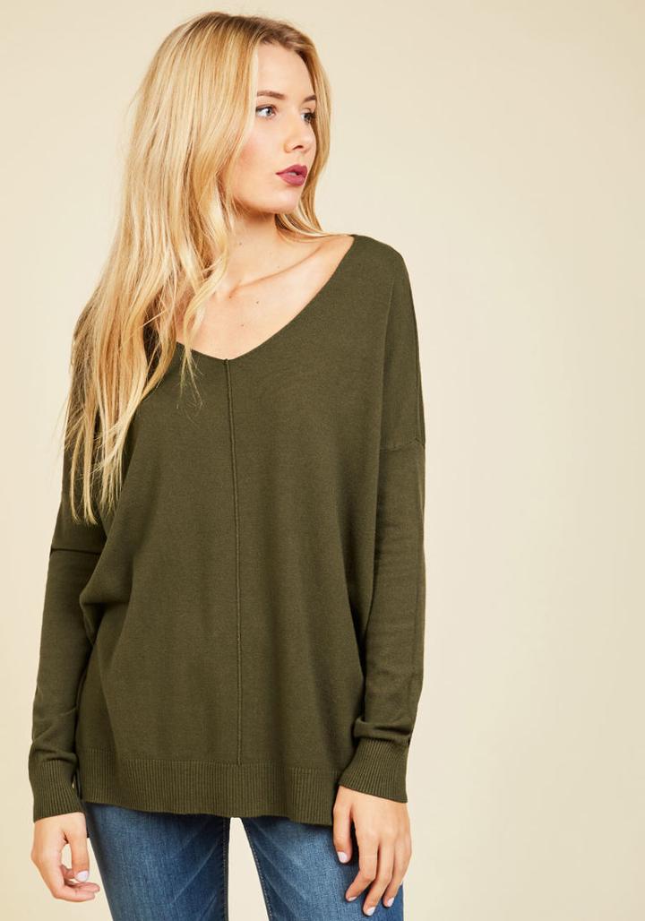 Modcloth Double Lunch Date Sweater In Olive In 4x