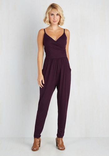 Gilliinc Slicker Than Your Average Jumpsuit In Plum