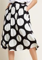 Modcloth Woven A-line Skirt With Pockets In Black Dot In L
