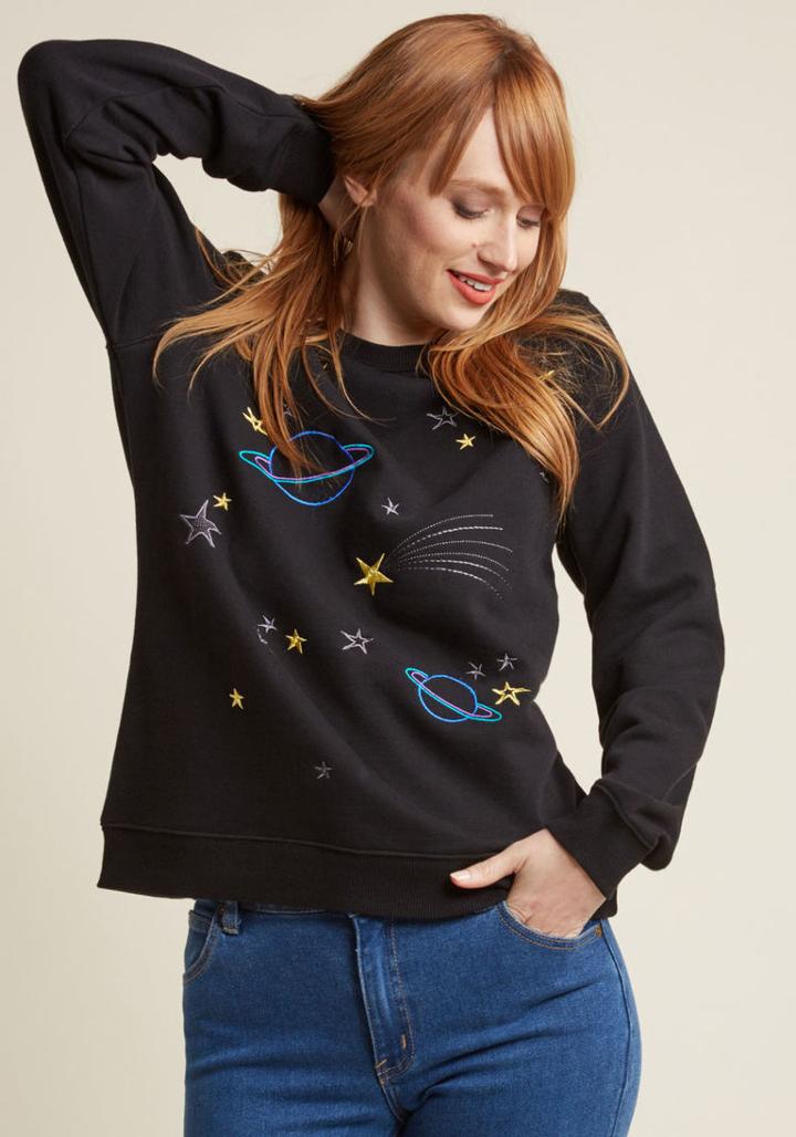 Sugarhillboutique Sugarhill Boutique For A Good Cosmic Embroidered Pullover In 18 (uk)