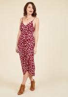 Modcloth Lanai Must Be Dreaming Midi Dress In Crimson Floral In Xs