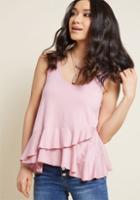 Modcloth Up And Rufflin' Tank Top In Dusty Rose In S