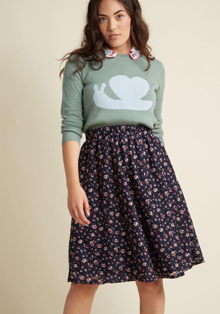 Modcloth Famed Florals Lace A-line Skirt In M