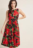 Modcloth Automatic Classic Midi Dress In Roses In M