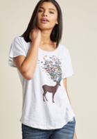 Modcloth That's My Final Antler Graphic Tee In Grey In L