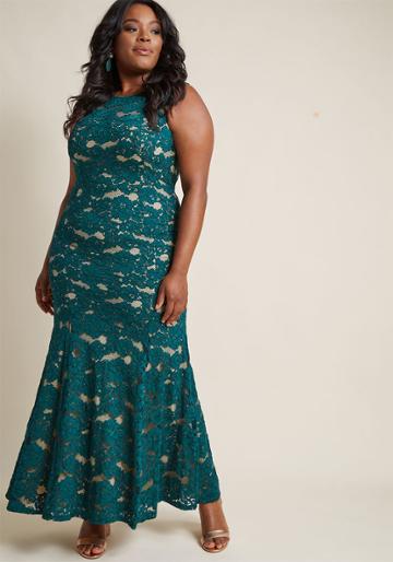 Modcloth Looking Luxe Lace Maxi Dress In Pine In 2