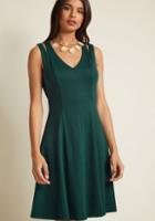 Modcloth Shoulder Cutout A-line Dress In Pine