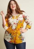 Modcloth Pastoral And Present Cotton Tunic In Mustard In 3x