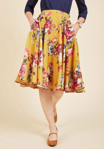  Ikebana For All A-line Skirt In Saffron Floral In Xs