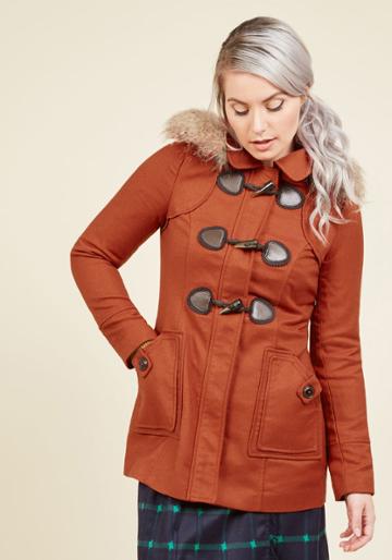 Modcloth Harvest Fest Coat In Vermillion In 1x