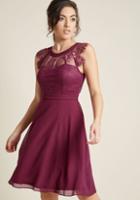 Modcloth Lace A-line Dress With Chiffon Skirt In S