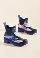 Modcloth Rain On Your Promenade Rain Bootie In Navy Blossom