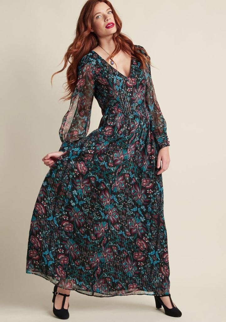 Modcloth Loop, Twirl, And Arch Maxi Dress In Black In S