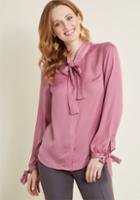 Modcloth Positive Professionalism Button-up Top In Orchid In Xxs