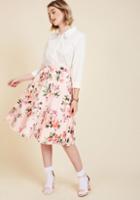 Modcloth Bugle Joy Skirt In Pink Blossoms In Xl