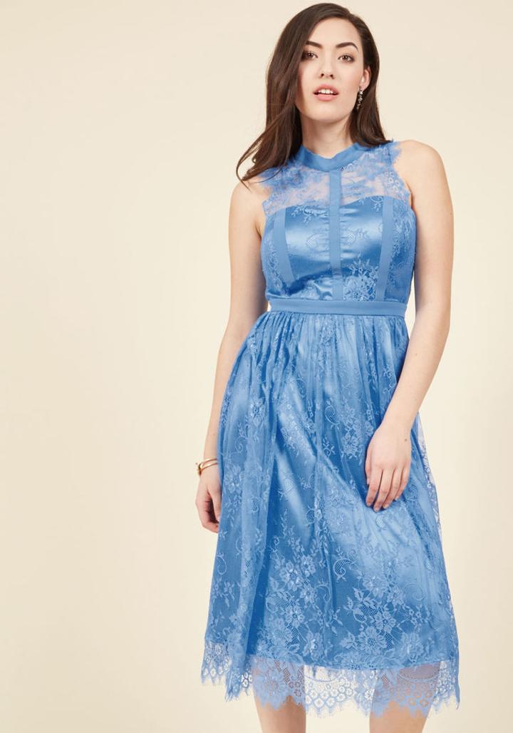  Ethereal Enlivening Midi Dress In Lapis In M