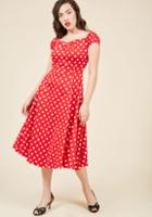 Modcloth Got The Dots For You Midi Dress In Candy Apple