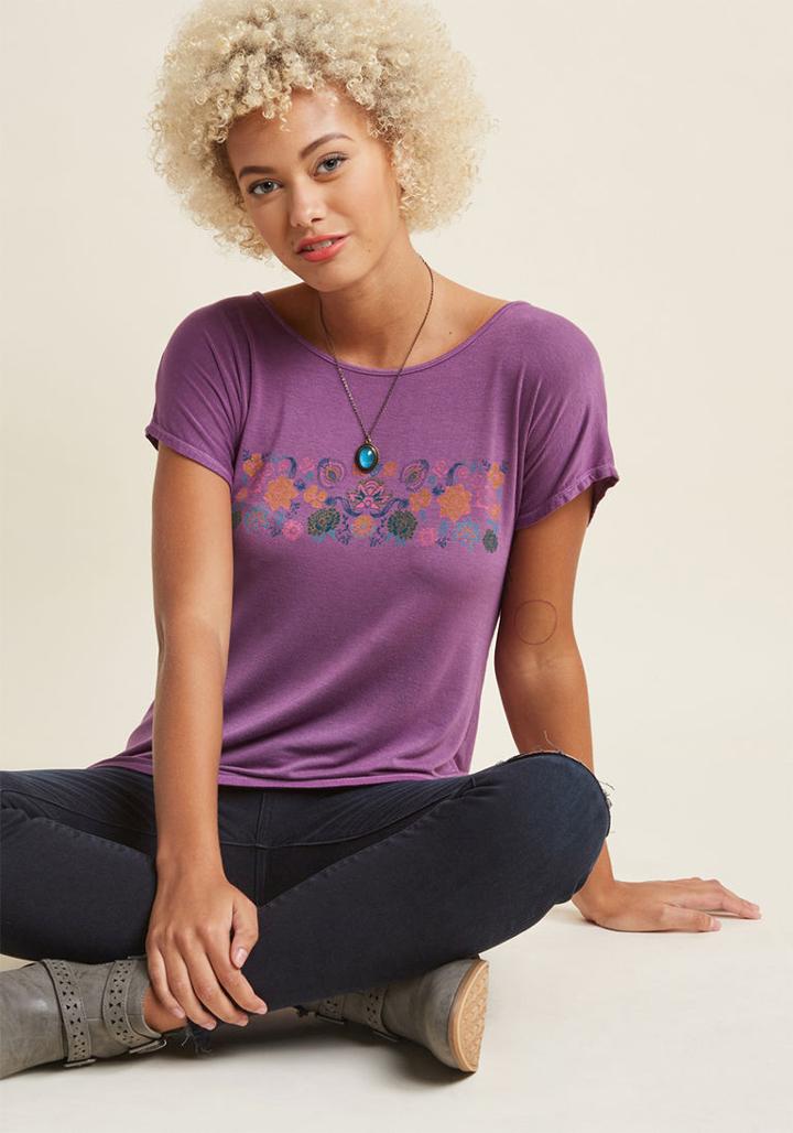 Modcloth Floral Filigree Graphic Tee In 2x