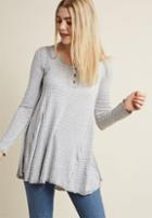 Modcloth At It Again Henley Tunic In Grey In L