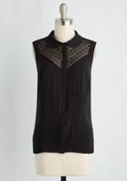 Modcloth Winsome In The Willows Sleeveless Top In Black In Xs
