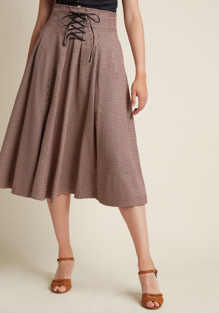 Alicespig Woodland Wandering Lace-up Midi Skirt In 10
